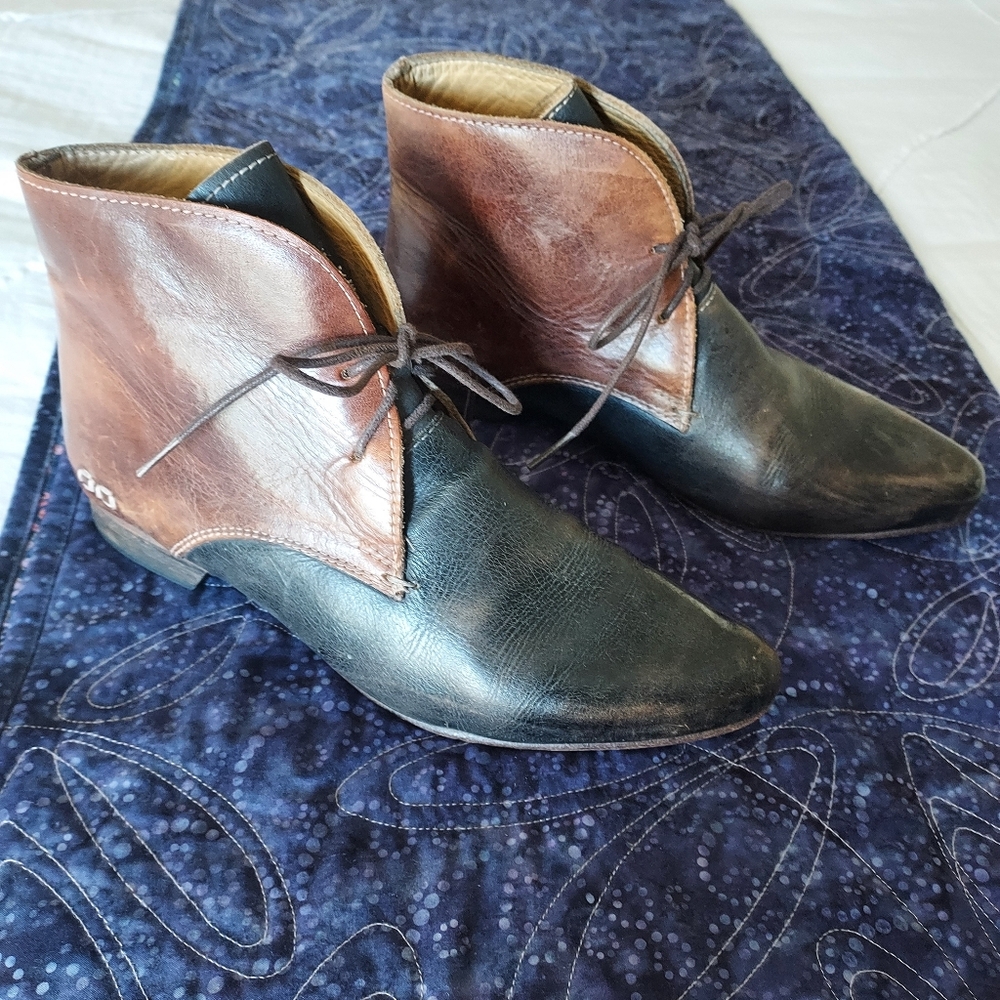 EUC Bed Stu Two-Tone Leather Ankle Boots, benchmade, Leather Lined, 8.5